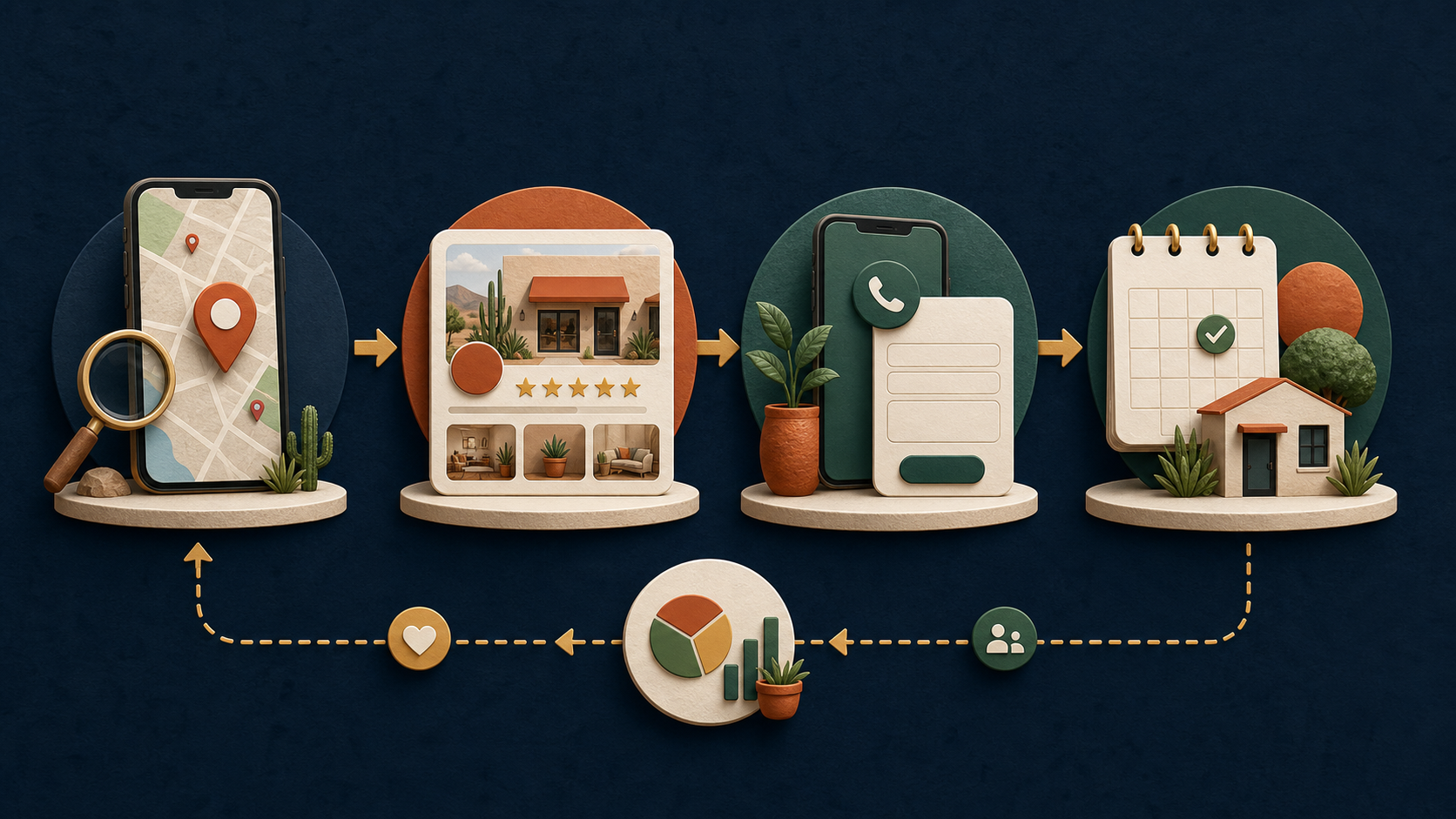 Four-stage customer journey: be found, be chosen, make contact easy, win and learn